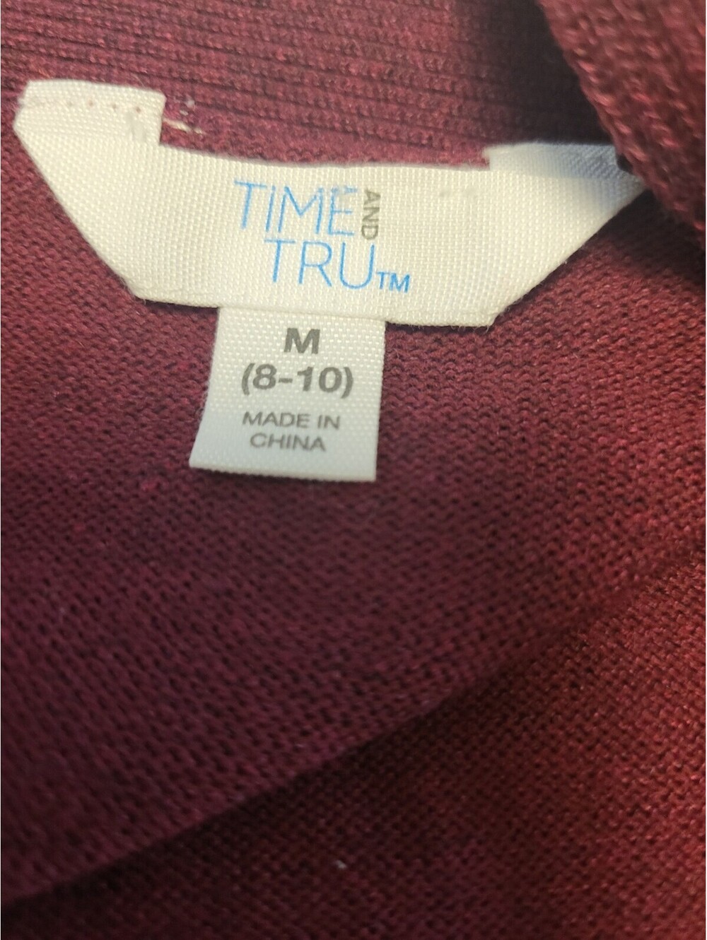Time and Tru Women's Medium Burgundy Open Front Cardigan Sweater
